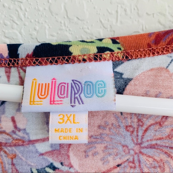 Lularoe Orange floral Plus Nicole Dress Size 3XL - Picture 3 of 6